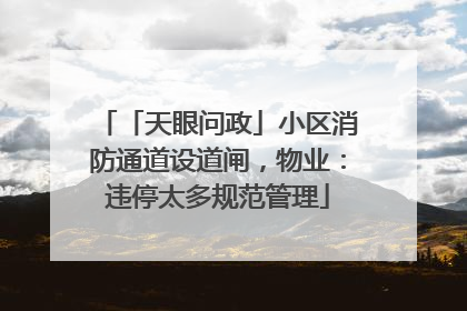 「天眼问政」小区消防通道设道闸，物业：违停太多规范管理