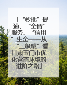 “秒批”提速、“全情”服务、“信用”生金——从“三级跳”看甘肃玉门市优化营商环境的进阶之路