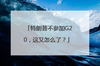 特朗普不参加G20，这又怎么了？