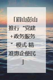 眉山彭山推行“党建+政务服务”模式 精准惠企便民