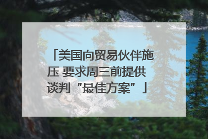 美国向贸易伙伴施压 要求周三前提供谈判“最佳方案”