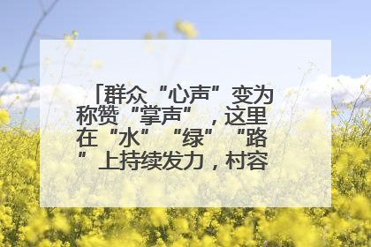 群众“心声”变为称赞“掌声”，这里在“水”“绿”“路”上持续发力，村容村貌焕然一新