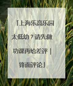 上海乐高乐园太低幼？请先做功课再给差评｜锋面评论