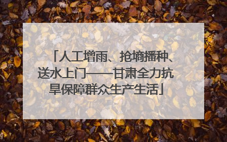 人工增雨、抢墒播种、送水上门——甘肃全力抗旱保障群众生产生活