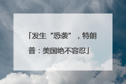 发生“恐袭”，特朗普：美国绝不容忍