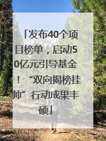 发布40个项目榜单，启动50亿元引导基金！“双向揭榜挂帅”行动成果丰硕