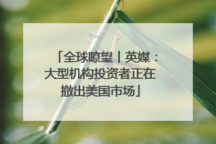 全球瞭望丨英媒：大型机构投资者正在撤出美国市场