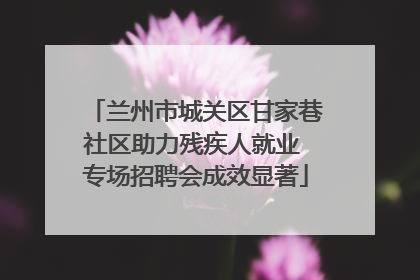 兰州市城关区甘家巷社区助力残疾人就业 专场招聘会成效显著