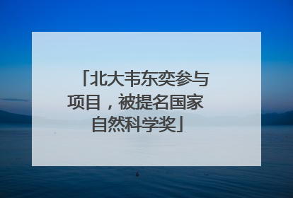 北大韦东奕参与项目，被提名国家自然科学奖