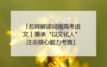 名师解读河南高考语文丨秉承“以文化人” 注重核心能力考查