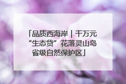 品质西海岸｜千万元“生态贷”花落灵山岛省级自然保护区