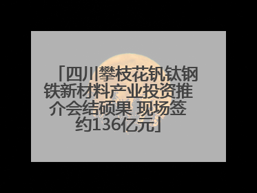 四川攀枝花钒钛钢铁新材料产业投资推介会结硕果 现场签约136亿元