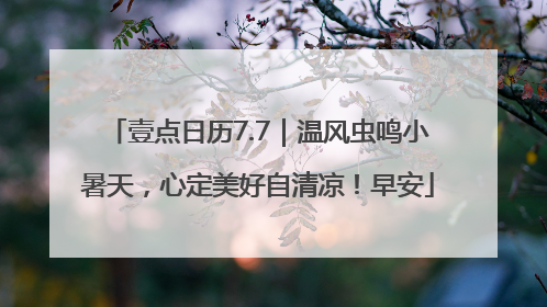 壹点日历7.7｜温风虫鸣小暑天，心定美好自清凉！早安