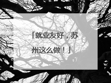 就业友好，苏州这么做！