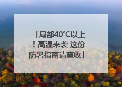 局部40℃以上！高温来袭 这份防暑指南请查收