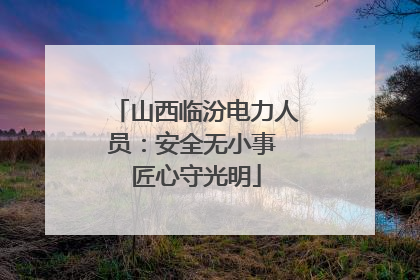 山西临汾电力人员：安全无小事 匠心守光明