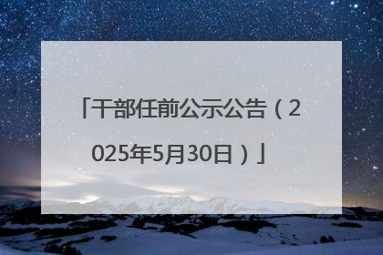 干部任前公示公告（2025年5月30日）