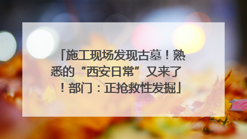 施工现场发现古墓！熟悉的“西安日常”又来了！部门：正抢救性发掘