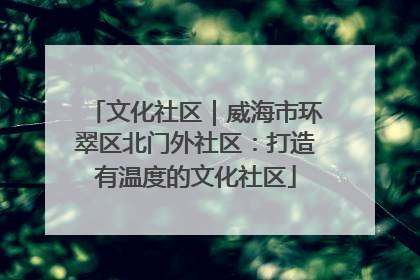 文化社区｜威海市环翠区北门外社区：打造有温度的文化社区