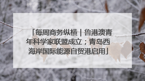 每周商务纵横｜鲁港澳青年科学家联盟成立；青岛西海岸国际能源自贸港启用