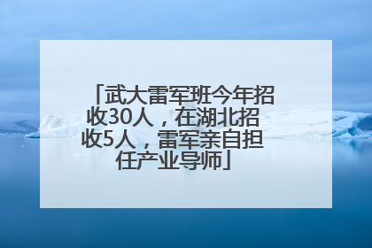 武大雷军班今年招收30人，在湖北招收5人，雷军亲自担任产业导师