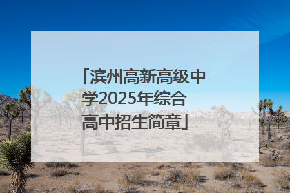 滨州高新高级中学2025年综合高中招生简章