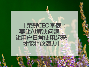 荣耀CEO李健：要让AI解决问题，让用户日常使用起来才能释放潜力