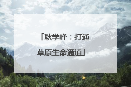 耿学峰：打通草原生命通道