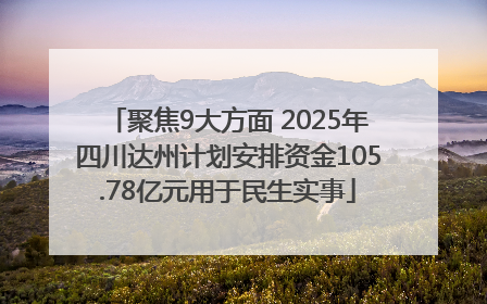 聚焦9大方面 2025年四川达州计划安排资金105.78亿元用于民生实事