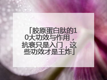 胶原蛋白肽的10大功效与作用，抗衰只是入门，这些功效才是王炸