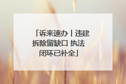 诉来速办丨违建拆除留缺口 执法闭环已补全