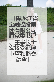 黑龙江省金融控股集团有限公司原党委书记、董事长于宏接受纪律审查和监察调查